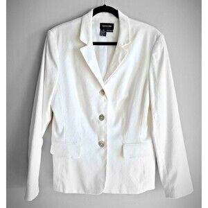 Focus 2000 Blazer Womens Plus Size 14 White textured, lined, vintage